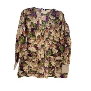 EUC Scrub Jacket/Coat Floral Size: Medium/Large
